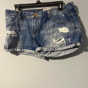 Cute blue denim shorts with a distressed look